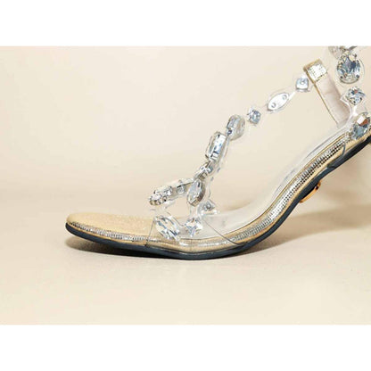 Sana K Luxurious Footwear Silver Chunky Rocks Pencil Heels