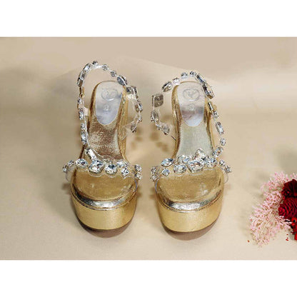 Sana K Luxurious Footwear Silver Chunky Rocks Wedges