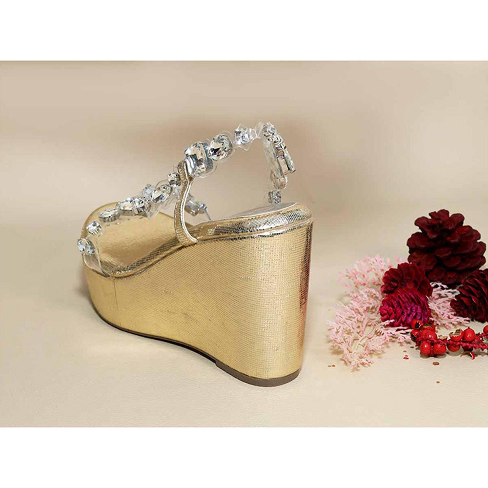 Sana K Luxurious Footwear Silver Chunky Rocks Wedges