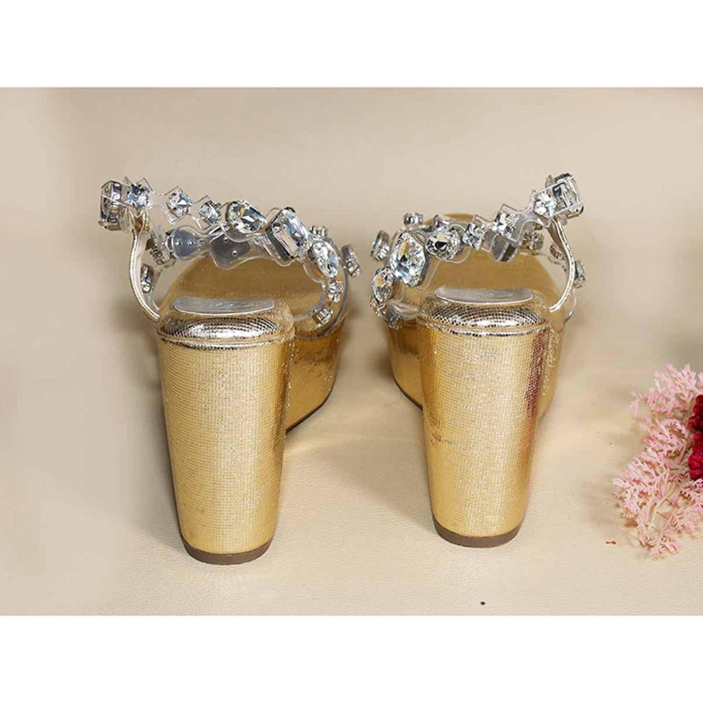 Sana K Luxurious Footwear Silver Chunky Rocks Wedges