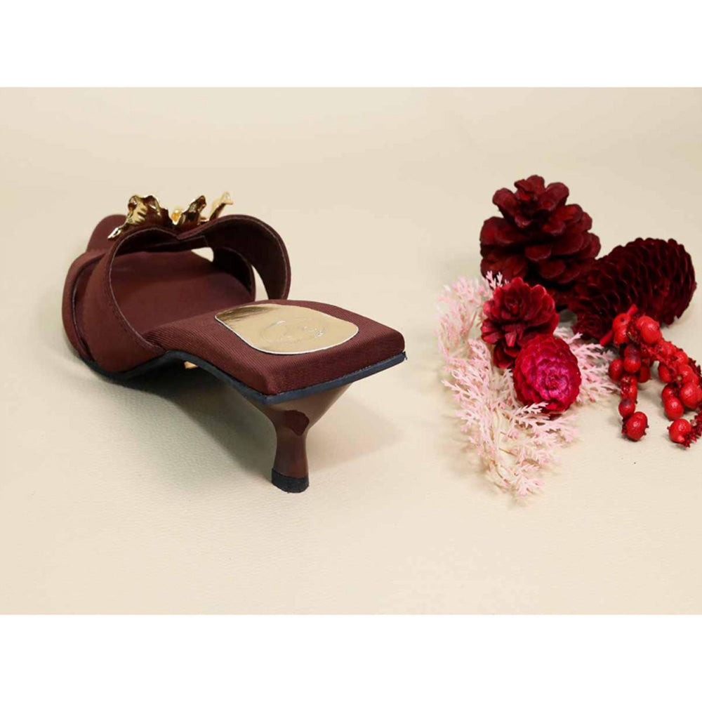 Sana K Luxurious Footwear Zeno Brown Kitten Heels