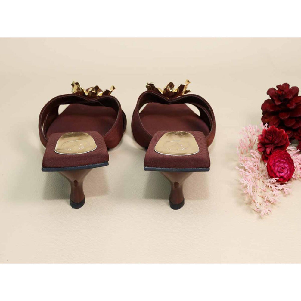 Sana K Luxurious Footwear Zeno Brown Kitten Heels
