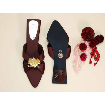 Sana K Luxurious Footwear Zeno Brown Kitten Heels