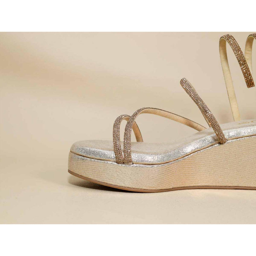 Sana K Luxurious Footwear Baby Gold Spring Wedges