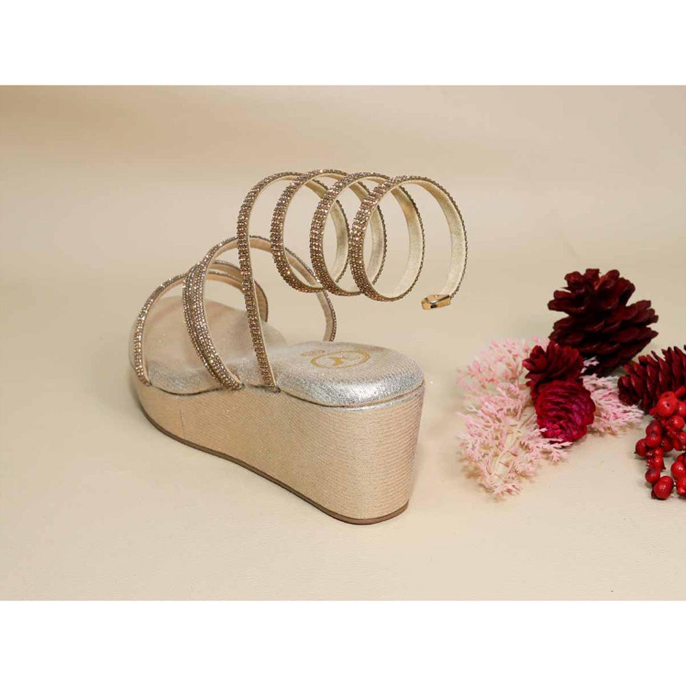 Sana K Luxurious Footwear Baby Gold Spring Wedges