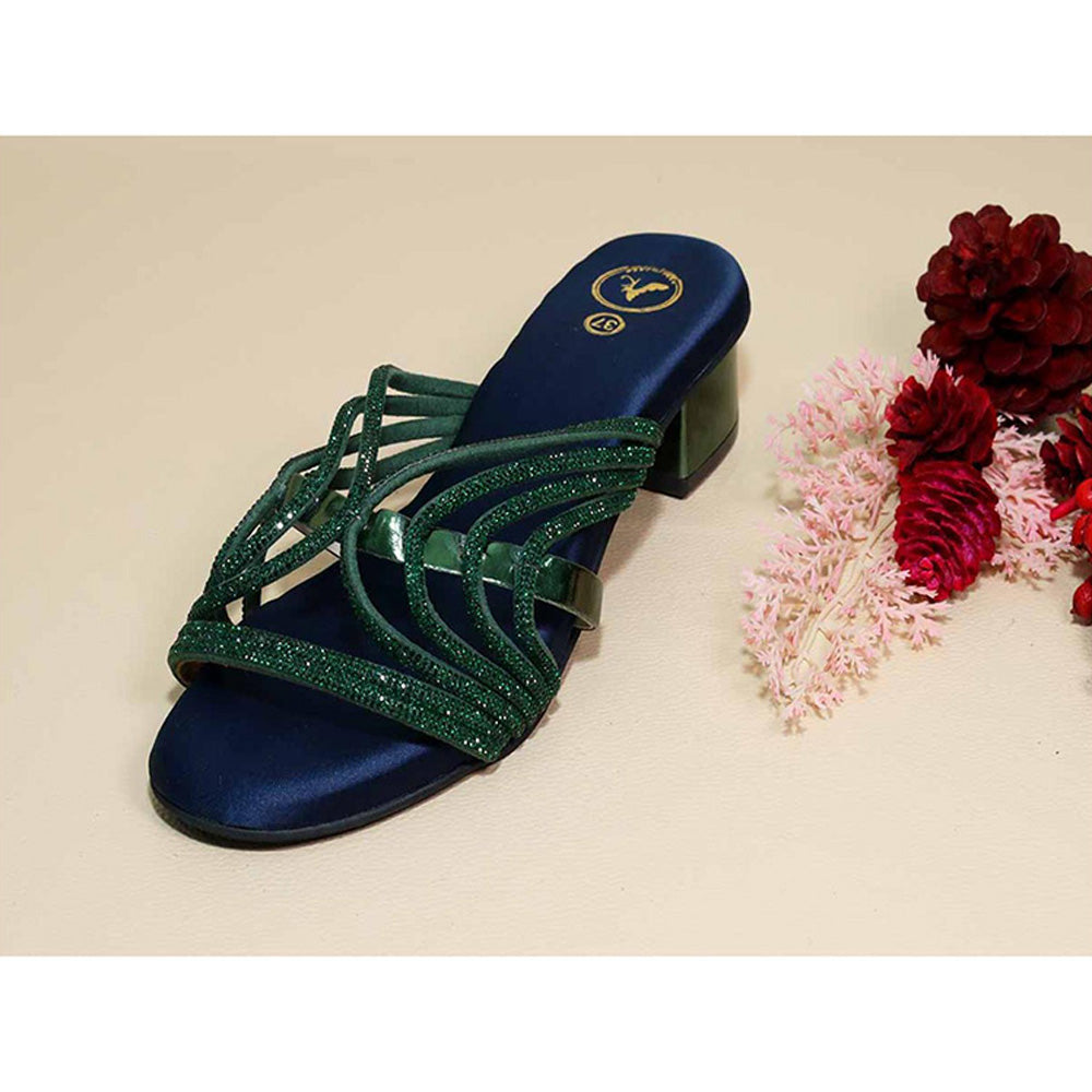 Sana K Luxurious Footwear Gema Green Cut Heels