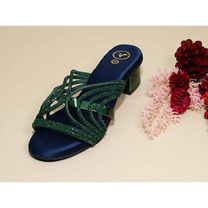 Sana K Luxurious Footwear Gema Green Cut Heels