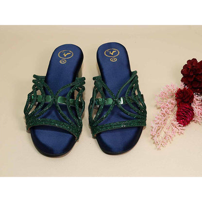 Sana K Luxurious Footwear Gema Green Cut Heels