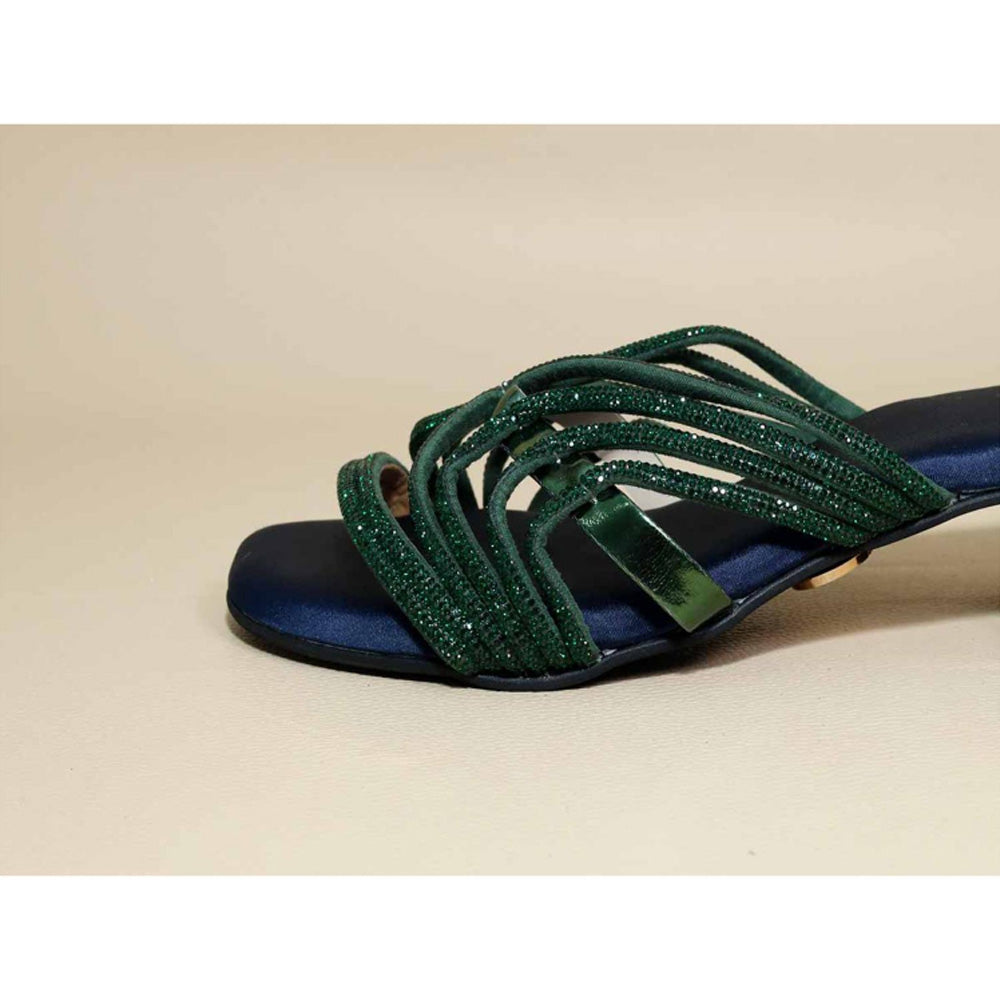 Sana K Luxurious Footwear Gema Green Cut Heels