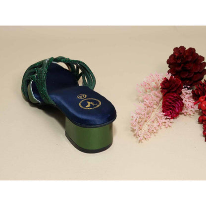 Sana K Luxurious Footwear Gema Green Cut Heels