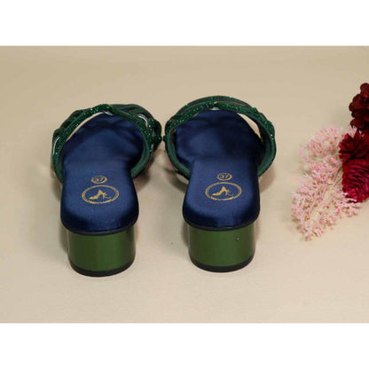 Sana K Luxurious Footwear Gema Green Cut Heels