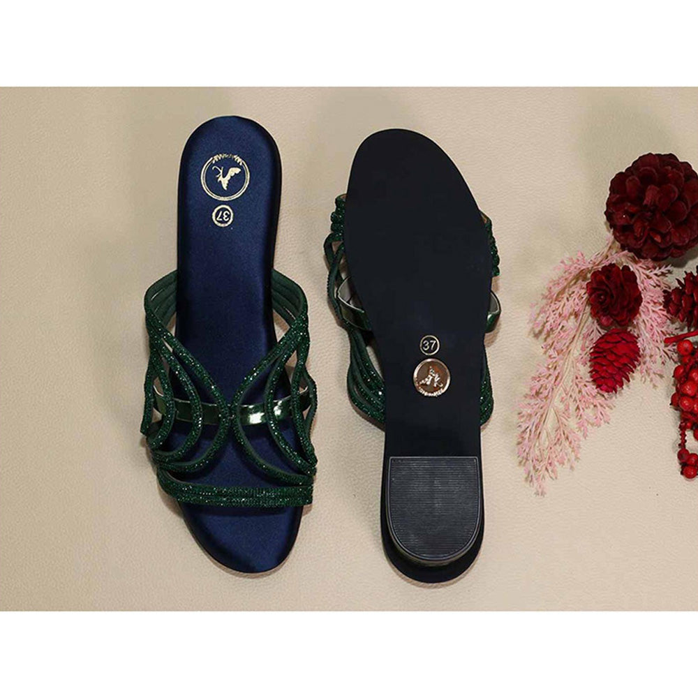 Sana K Luxurious Footwear Gema Green Cut Heels