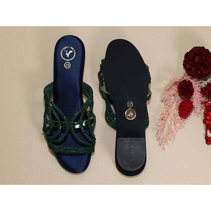 Sana K Luxurious Footwear Gema Green Cut Heels