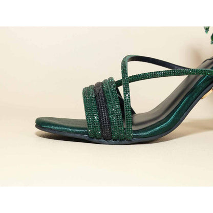 Sana K Luxurious Footwear Green Jhallar Pencil Heels