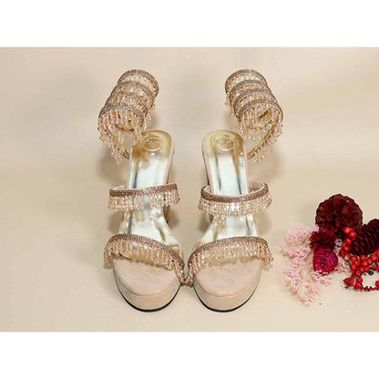 Sana K Luxurious Footwear Glitz Gold Spring Leaved Elevation Heels