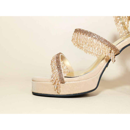 Sana K Luxurious Footwear Glitz Gold Spring Leaved Elevation Heels