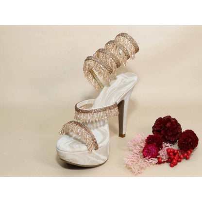 Sana K Luxurious Footwear Glitz Spring Beige Letoes Pencil Heels