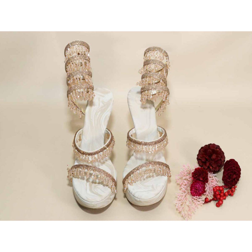 Sana K Luxurious Footwear Glitz Spring Beige Letoes Pencil Heels