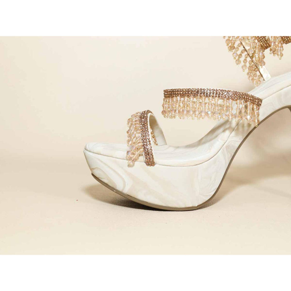 Sana K Luxurious Footwear Glitz Spring Beige Letoes Pencil Heels