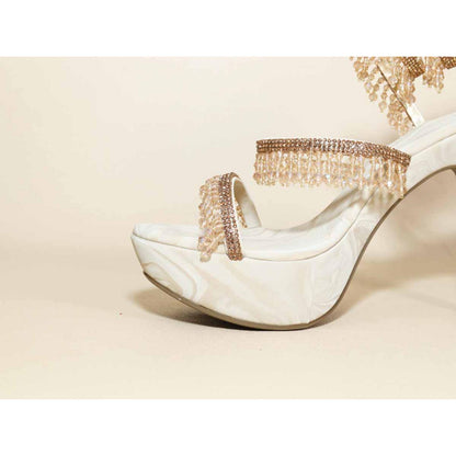 Sana K Luxurious Footwear Glitz Spring Beige Letoes Pencil Heels