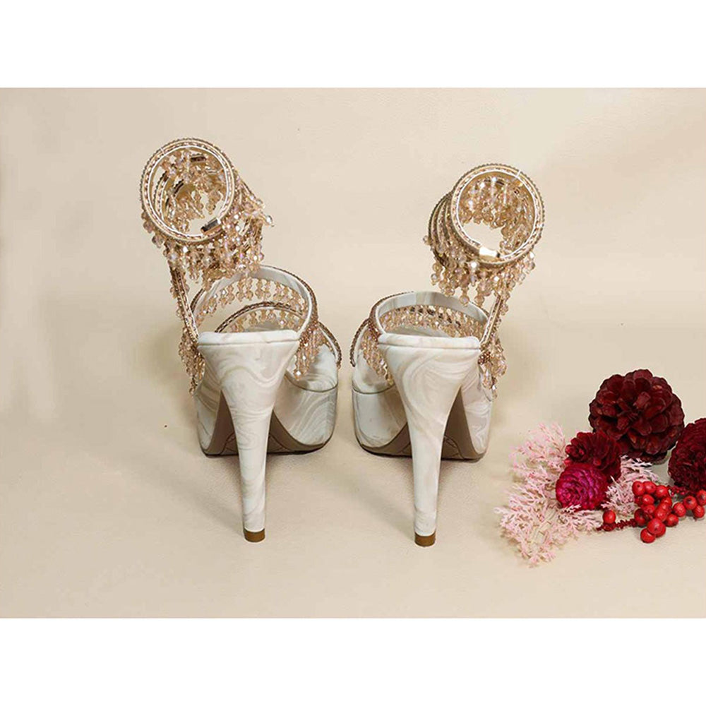 Sana K Luxurious Footwear Glitz Spring Beige Letoes Pencil Heels