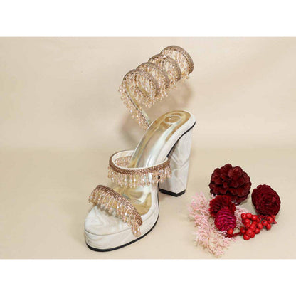Sana K Luxurious Footwear Glitz Spring Beige Levated Elevations Heels