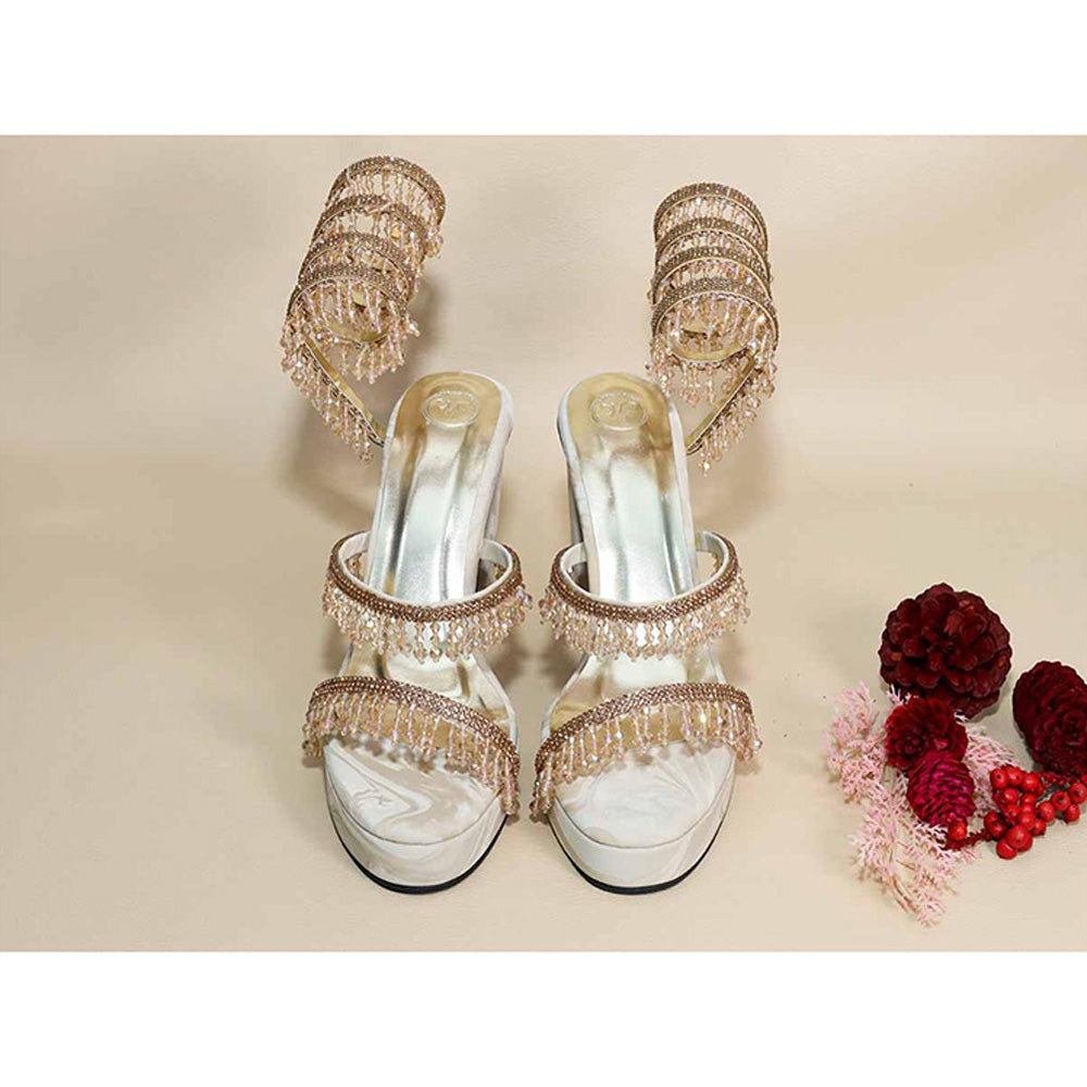 Sana K Luxurious Footwear Glitz Spring Beige Levated Elevations Heels