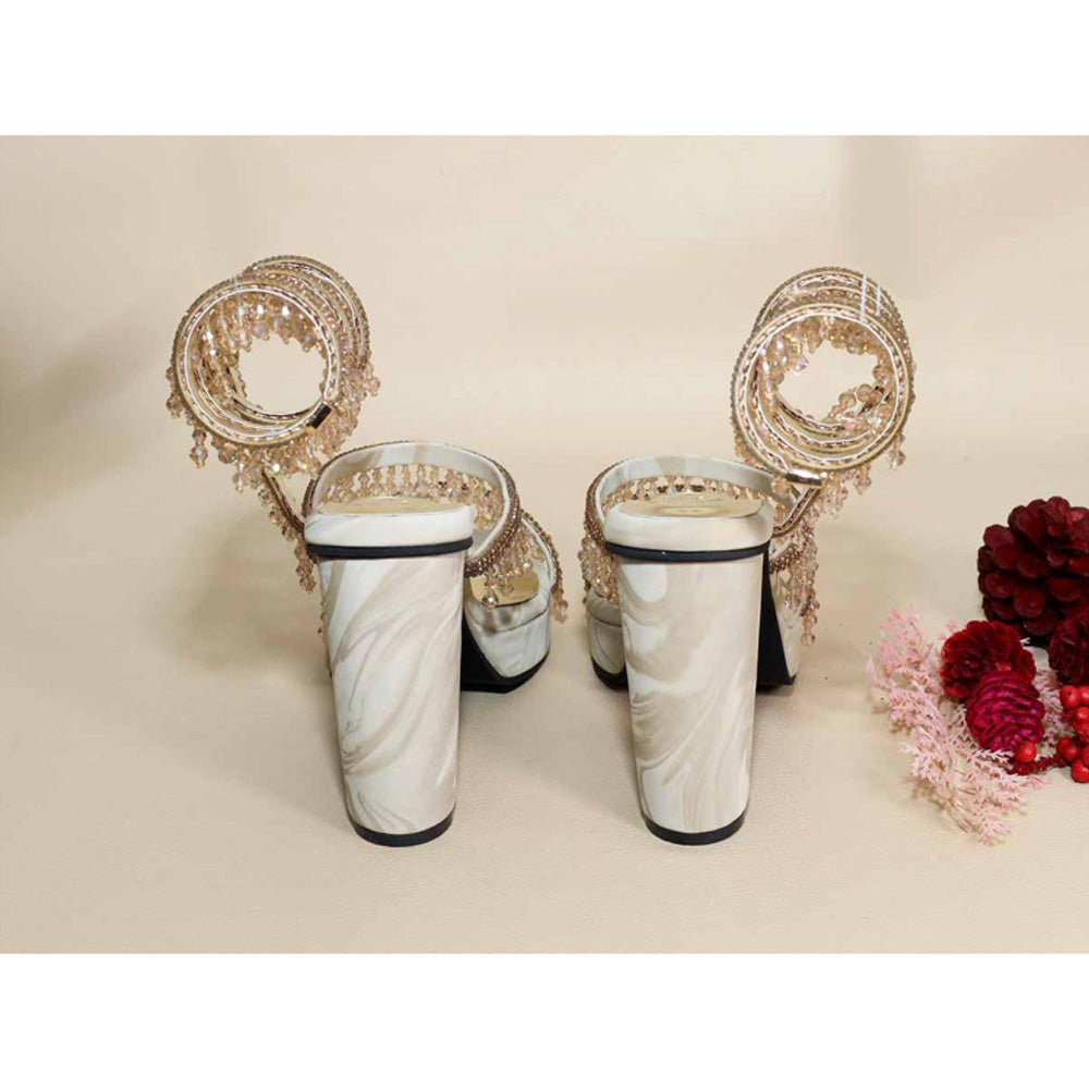 Sana K Luxurious Footwear Glitz Spring Beige Levated Elevations Heels