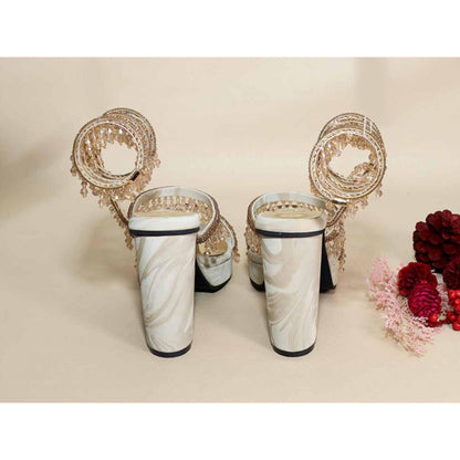 Sana K Luxurious Footwear Glitz Spring Beige Levated Elevations Heels