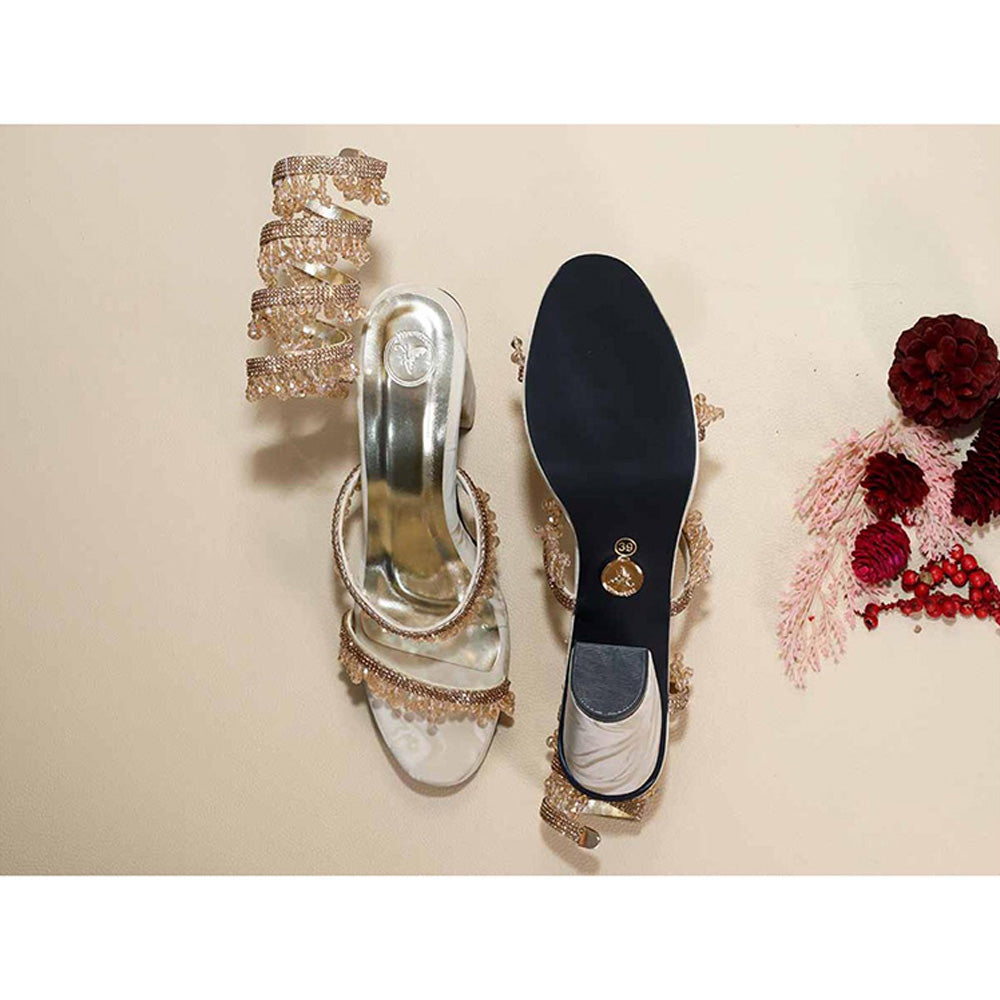 Sana K Luxurious Footwear Glitz Spring Beige Levated Elevations Heels