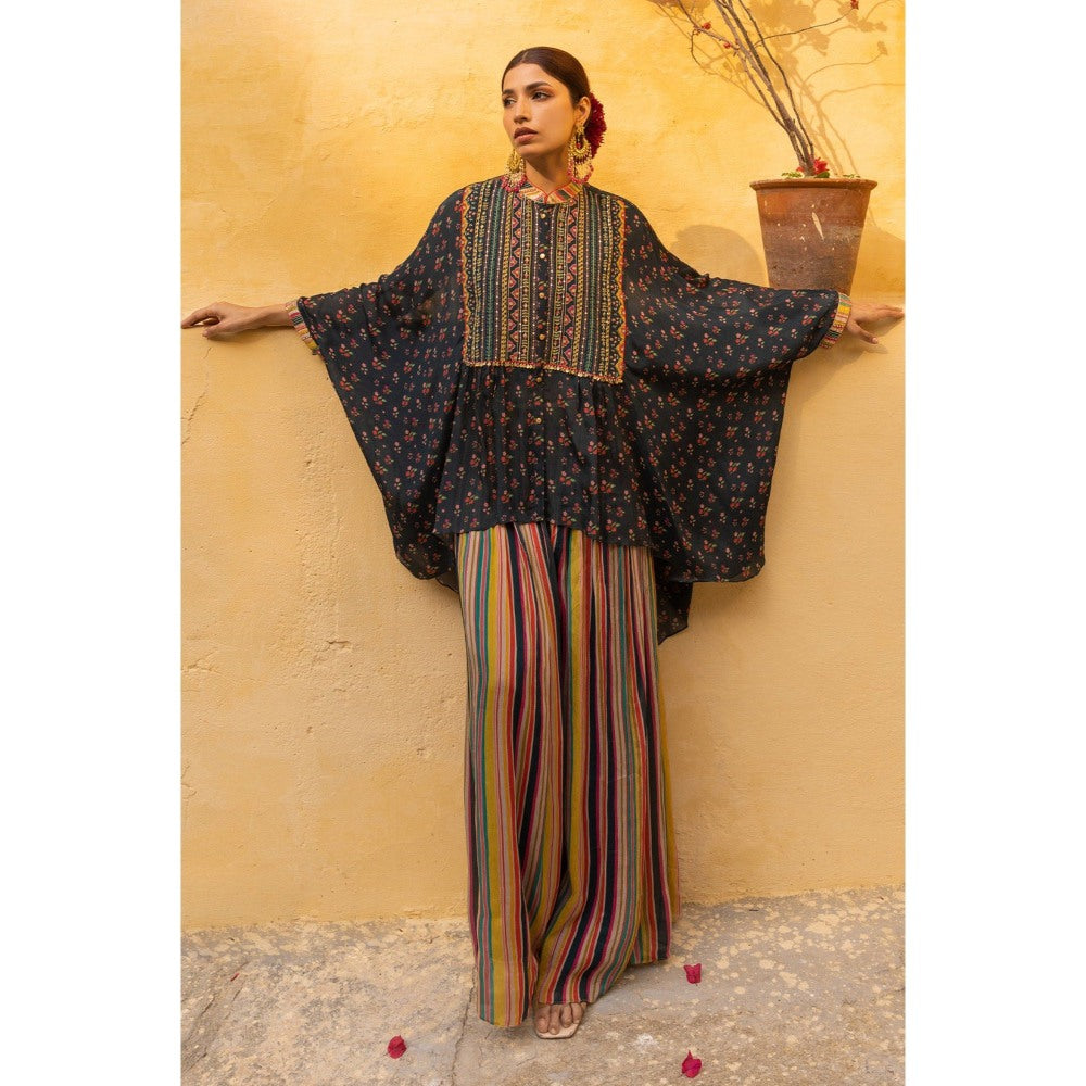 Sandhya Shah Green Zoya Kaftan with Palazzo (Set of 2)