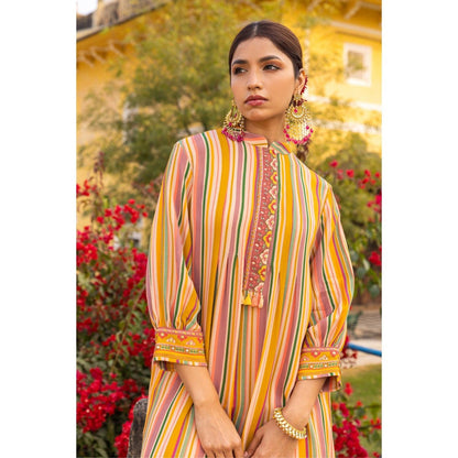 Sandhya Shah Yellow Ode Kurta with Pant (Set of 2)