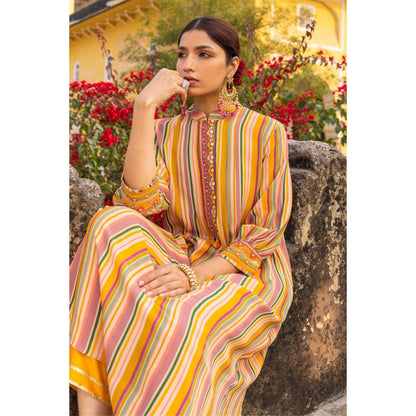 Sandhya Shah Yellow Ode Kurta with Pant (Set of 2)