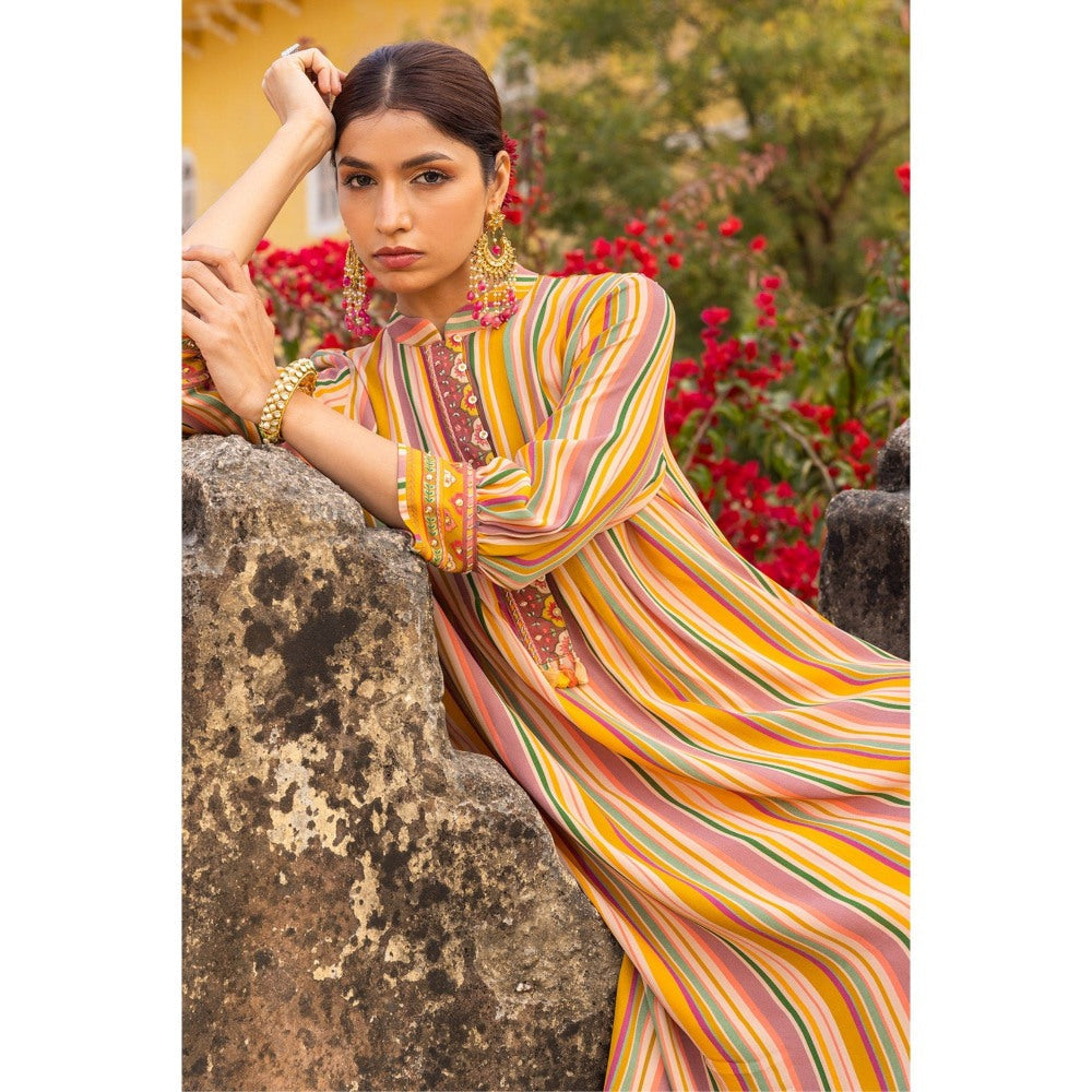 Sandhya Shah Yellow Ode Kurta with Pant (Set of 2)
