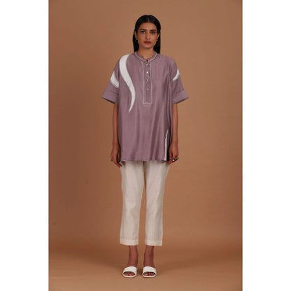 Sandhya Shah Purple Bloom Tunic with Pant (Set of 2)