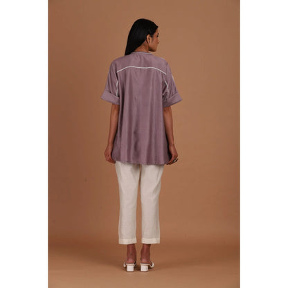 Sandhya Shah Purple Bloom Tunic with Pant (Set of 2)