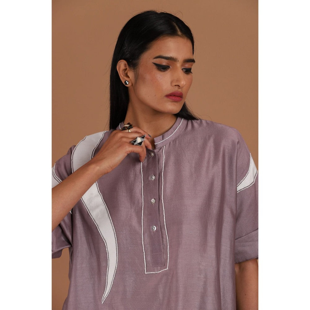 Sandhya Shah Purple Bloom Tunic with Pant (Set of 2)