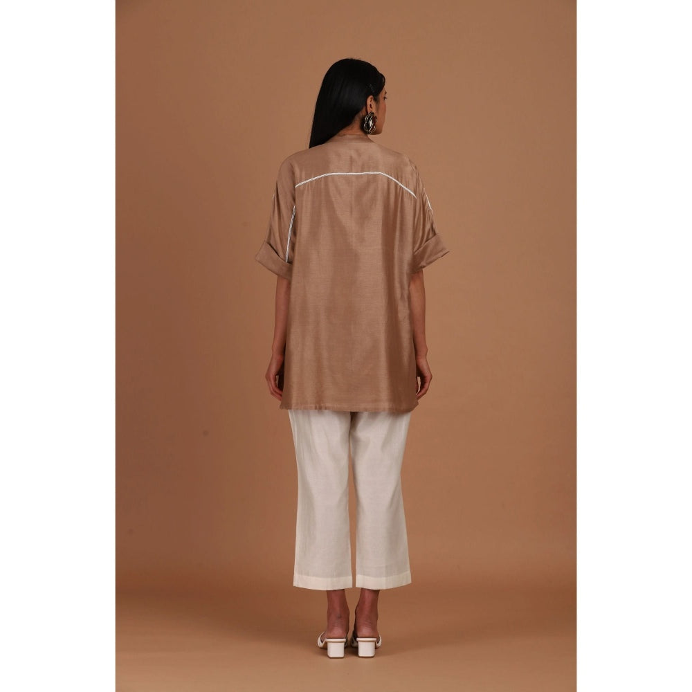 Sandhya Shah Brown Hazel Delight Tunic with Pant (Set of 2)