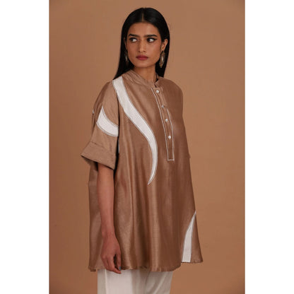 Sandhya Shah Brown Hazel Delight Tunic with Pant (Set of 2)
