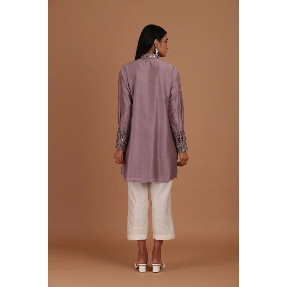 Sandhya Shah Purple Flame Long Shirt with Pant (Set of 2)