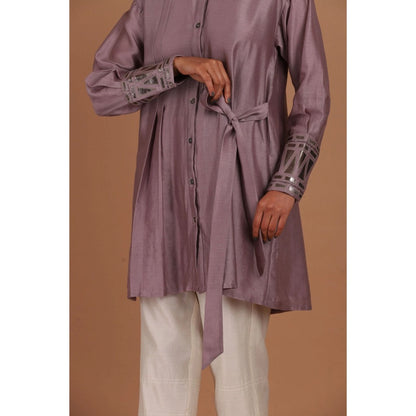 Sandhya Shah Purple Flame Long Shirt with Pant (Set of 2)