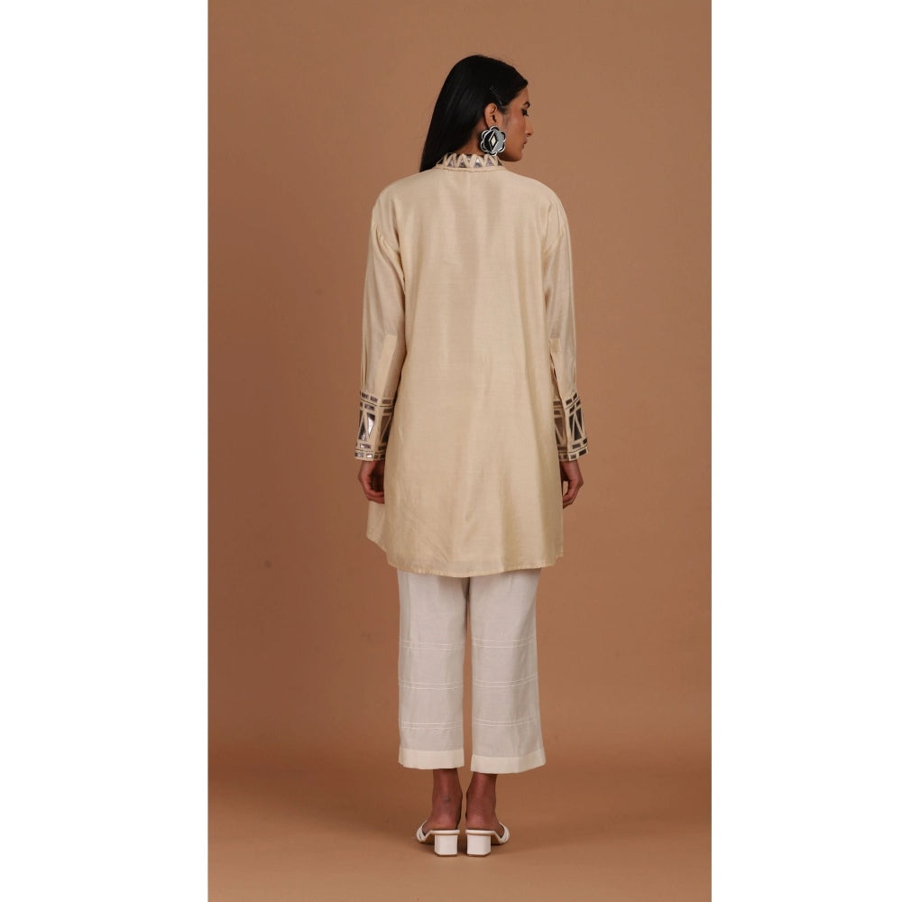 Sandhya Shah Beige Babe Long Shirt with Pant (Set of 2)