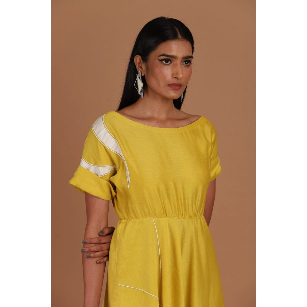 Sandhya Shah Yellow Calf Length Dress