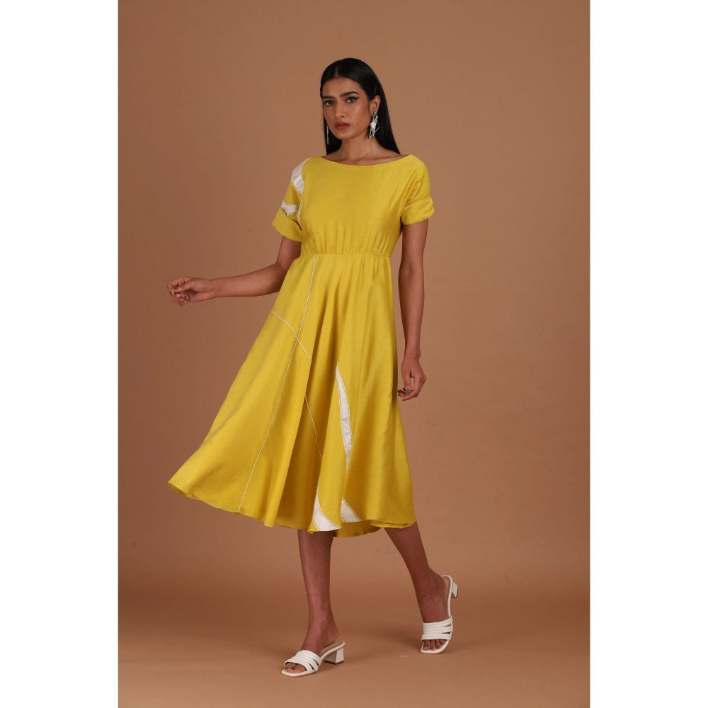 Sandhya Shah Yellow Calf Length Dress