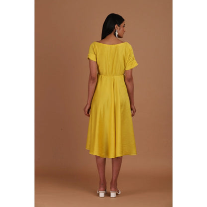 Sandhya Shah Yellow Calf Length Dress
