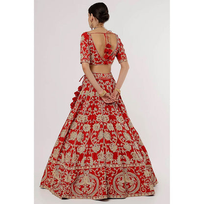 Sanjana Thakur Red Bridal Lehenga with Blouse and 2 Dupattas (Set of 4)