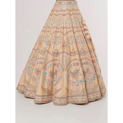 Sanjana Thakur Peach Bridal Lehenga with Blouse and 2 Dupattas (Set of 4)