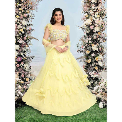 Sanjana Thakur Yellow Lehenga with Blouse and Dupatta (Set of 3)