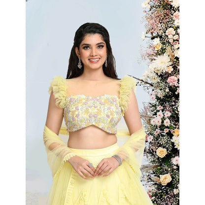 Sanjana Thakur Yellow Lehenga with Blouse and Dupatta (Set of 3)