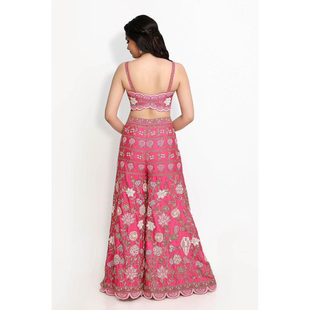 Sanjana Thakur Pink Sharara with Bustier and Jacket (Set of 3)